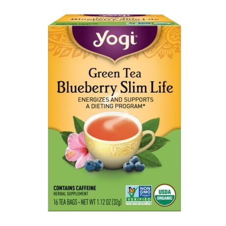 Yogi Tea Green Tea Blueberry Slim Life, Organic Green Tea Bags, 16 Count