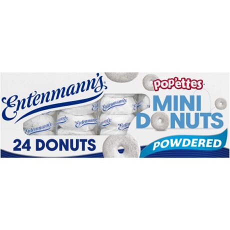 Entenmann's Pop'ettes Powdered Donuts, 6 packs, Sugar Mini Donuts, 12 oz Multipack