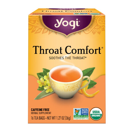 Yogi Tea Throat Comfort, Caffeine-Free Organic Herbal Tea Bags, 16 Count