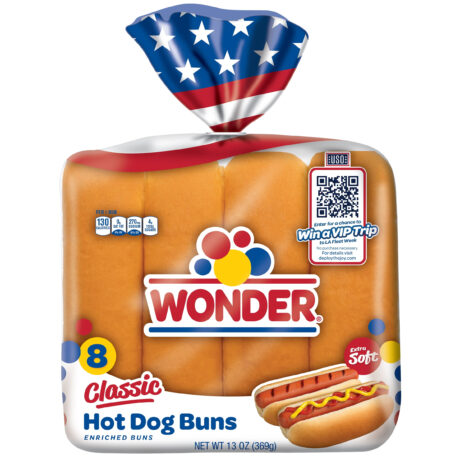 Wonder Bread Classic Hot Dog Buns, White Bread Hot Dog Buns, 8 Ct, Shelf-Stable