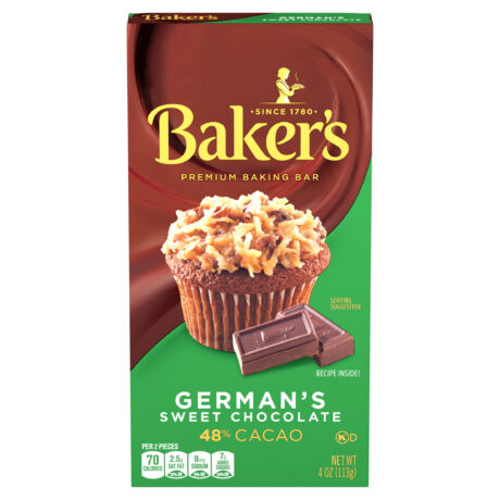Baker's German's Sweet Chocolate Premium Baking Bar with 48% Cacao, 4 oz Box
