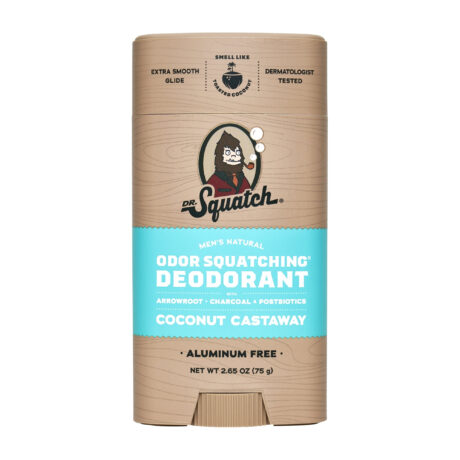 Dr. Squatch Coconut Castaway Natural Deodorant Aluminum Free Deodorant for Men, 2.65 Oz