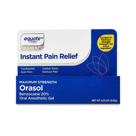 Equate Maximum Strength Benzocaine Orasol Oral Anesthetic Gel, Unflavored, 0.33 oz