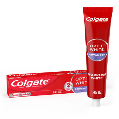 Colgate Travel Size Optic White Advanced Hydrogen Peroxide Whitening Toothpaste, 1.45 oz Tube