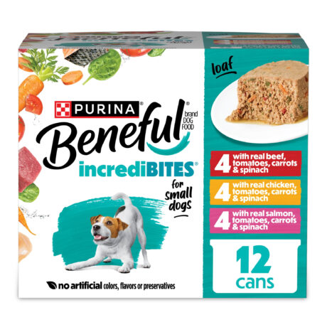 Purina Beneful Small Breed Wet Dog Food Variety Pack, IncrediBites Loaf, Chicken, Beef and Salmon Flavors