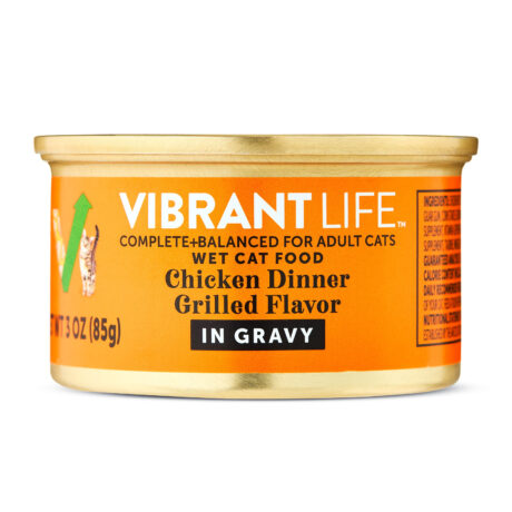 Vibrant Life Chicken Dinner Grilled Flavor Cuts in Gravy Wet Cat Food, 3 oz Can